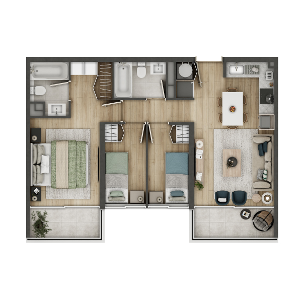 condominio huasco departamento tipo HB1