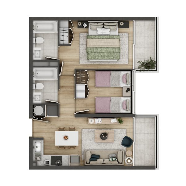 condominio huasco departamento tipo HC1