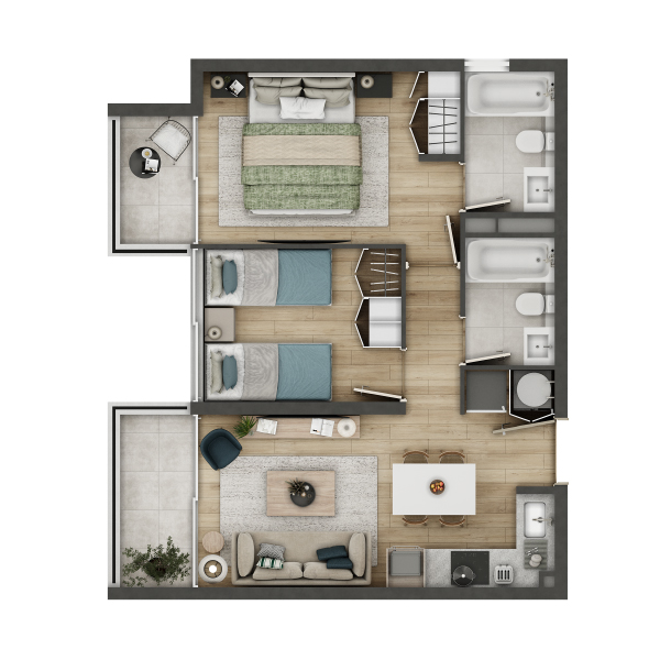 condominio huasco departamento tipo HC3